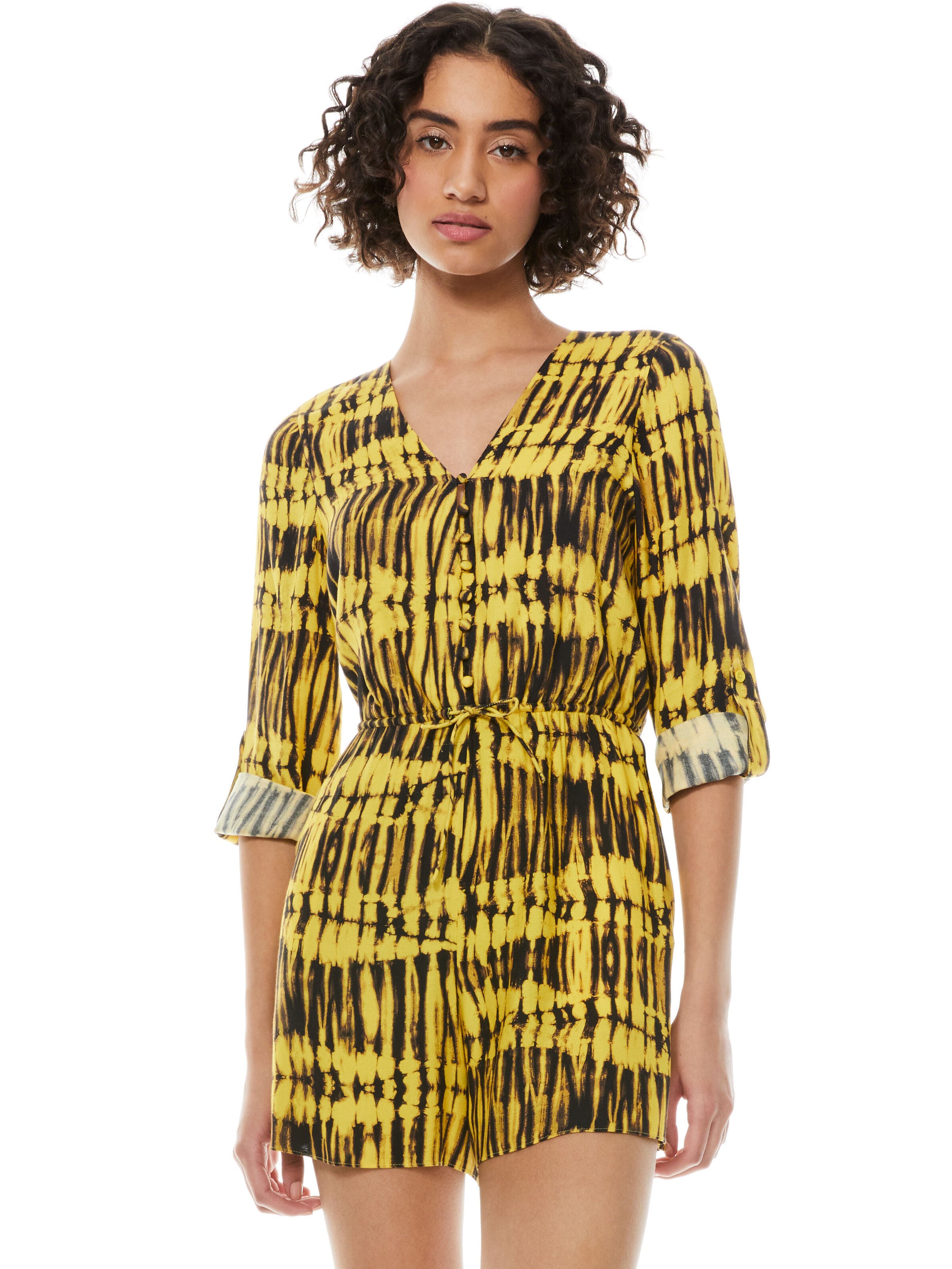 WINNIE BUTTON FRONT ROMPER-SUN DRENCHED SUNBEAM-ALICE + OLIVIA