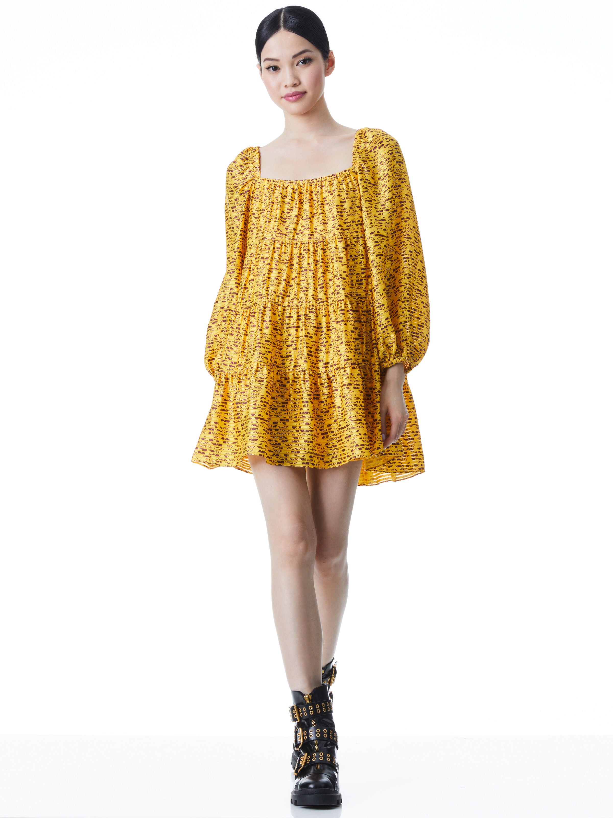 ROWEN TIERED MINI DRESS in ROME FLORAL TUSCANY | ALICE + OLIVIA