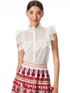 MARIAN RUFFLE COLLAR BLOUSE-OFF WHITE-ALICE + OLIVIA