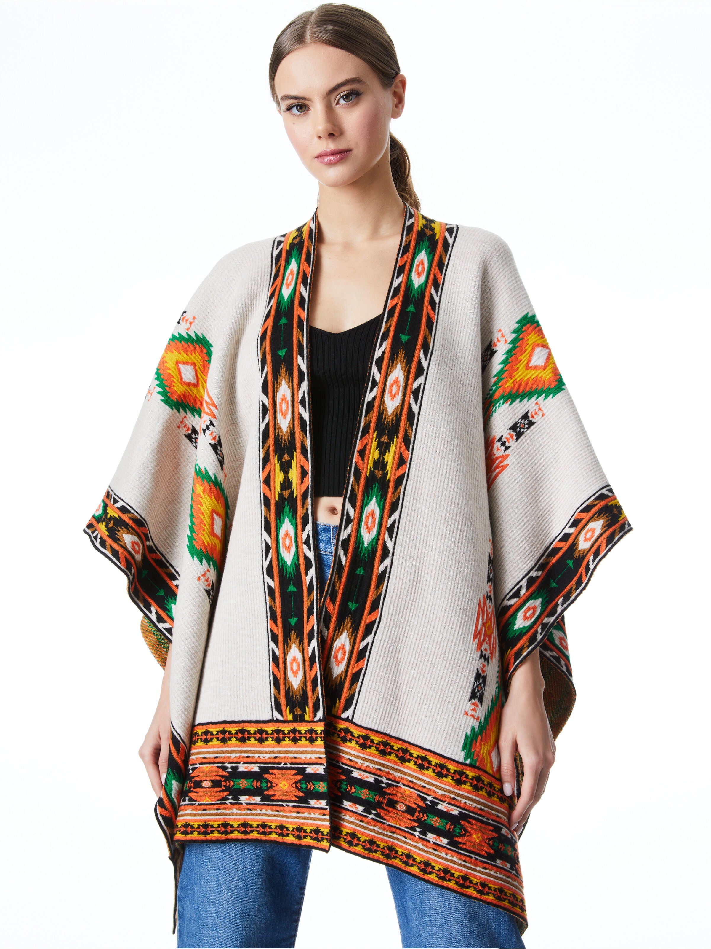 KAMALA JACQUARD PONCHO-MULTI-ALICE + OLIVIA