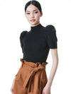 ISSA PUFF SLEEVE TURTLENECK-Black-ALICE + OLIVIA