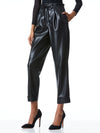 LILIANA VEGAN LEATHER PAPER BAG PANT-Black-ALICE + OLIVIA