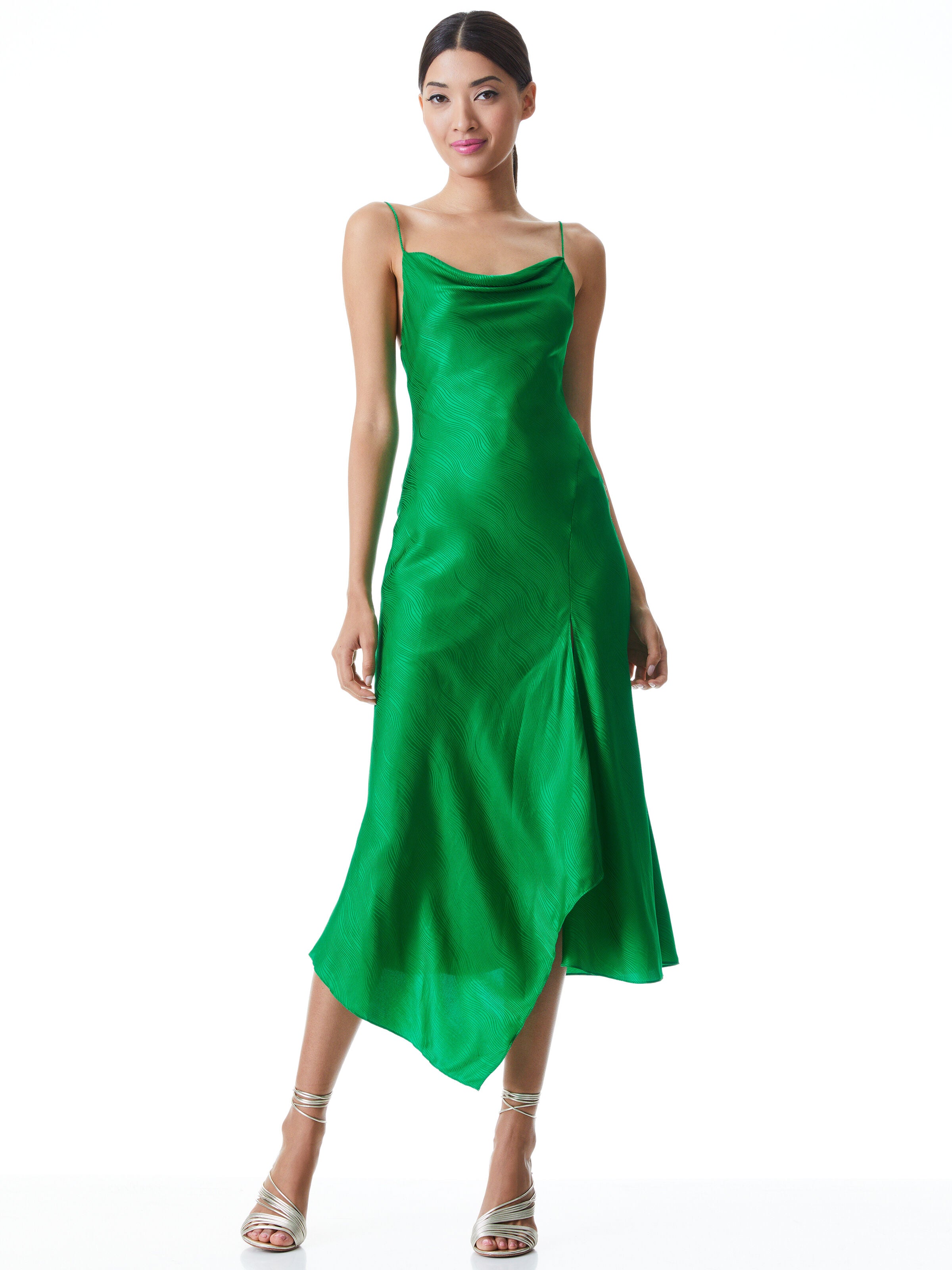 HARMONY DRAPEY SLIP MIDI DRESS-ALMOND-ALICE + OLIVIA