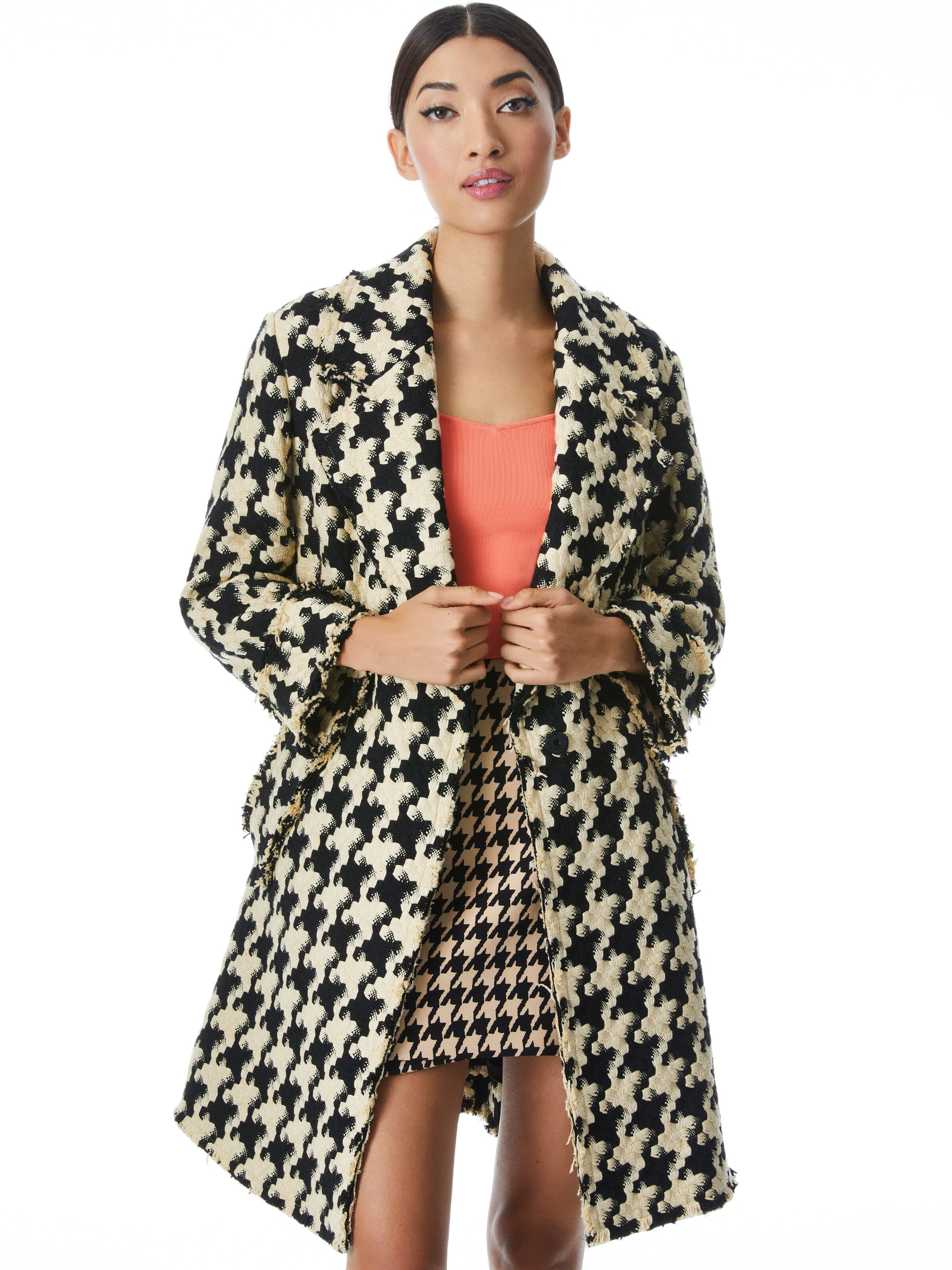STEFAN HOUNDSTOOTH COAT-BLACK/ALMOND-ALICE + OLIVIA