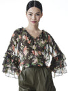 KALLIE RUFFLE SLEEVE BLOUSE-ROMANCE BLACK-ALICE + OLIVIA