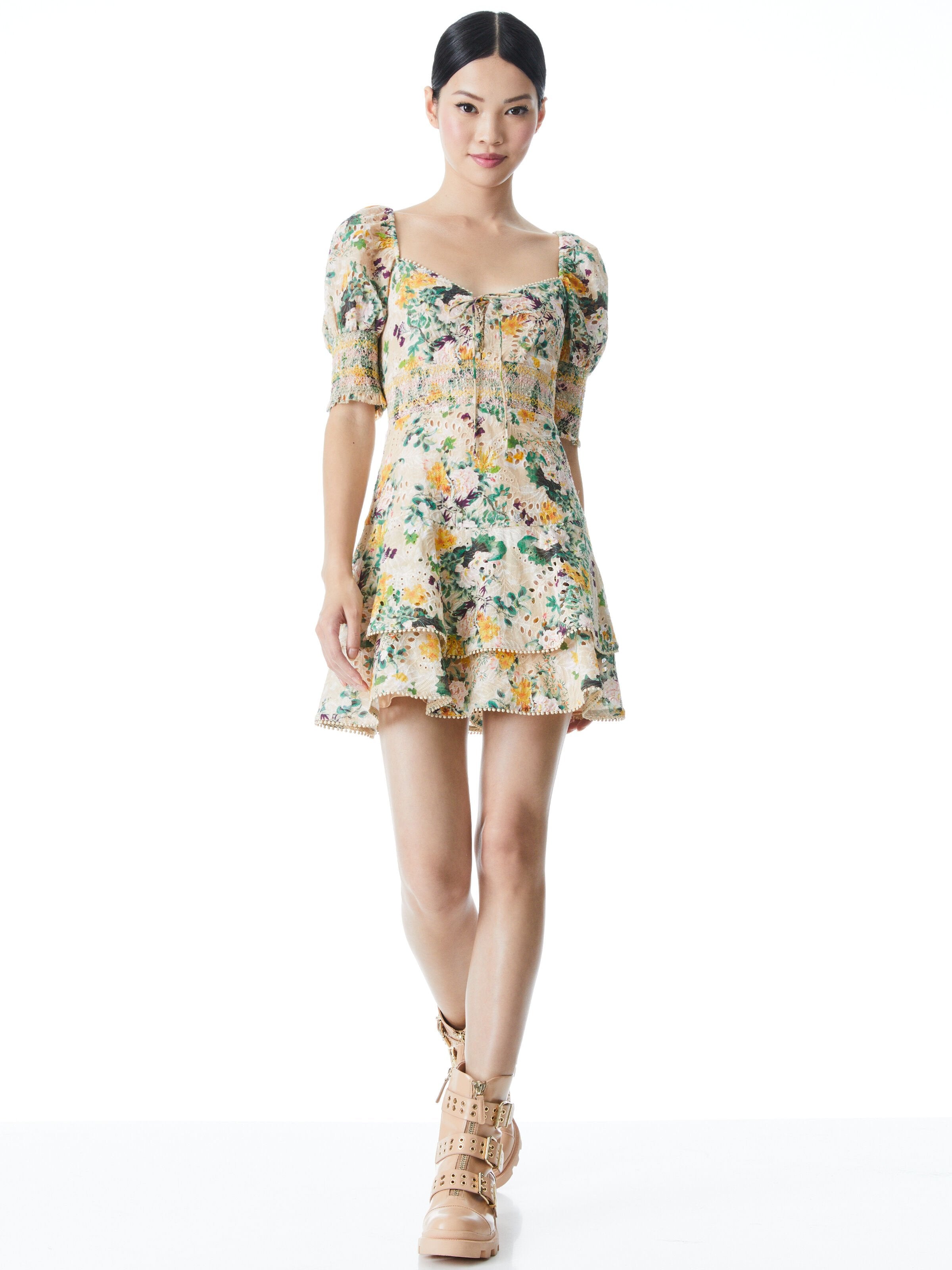 CRAWFORD SWEETHEART MINI DRESS-CUTIE POLKA DOT ANTIQUE WHITE-ALICE + OLIVIA