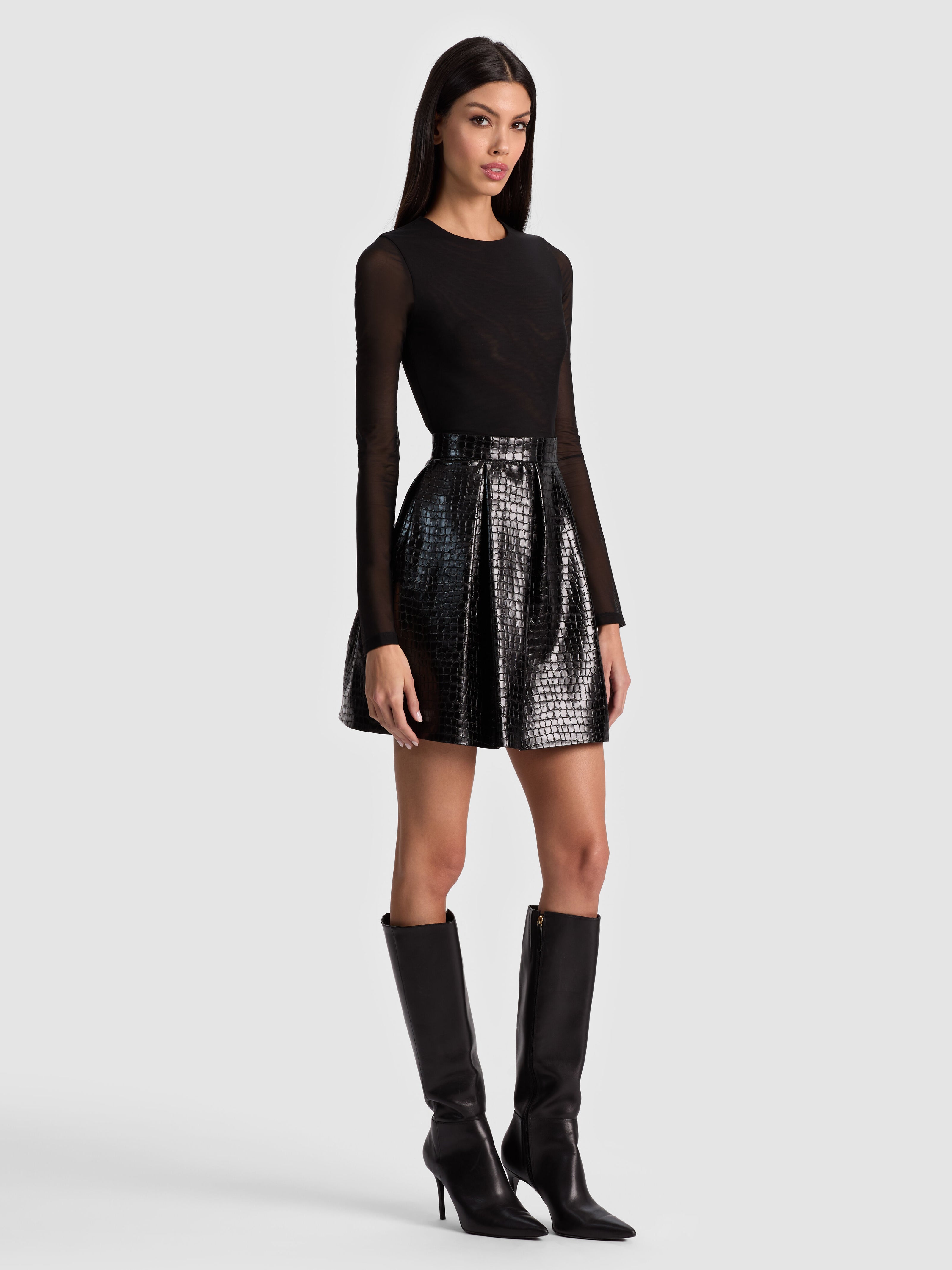 ALICE + OLIVIA Women's Chara Vegan Leather Party Dress - Black