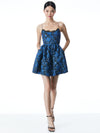KENDRA FLORAL MINI DRESS-COBALT/BLACK-ALICE + OLIVIA