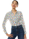 WILLA STACEFACE RAINBOW BLOUSE-ABSTRACT LEOPARD TEAL/COMBO-ALICE + OLIVIA