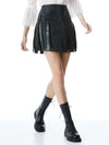 EMILIE PLEATED VEGAN LEATHER MINI SKIRT-Black-ALICE + OLIVIA