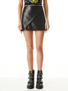 DASIA VEGAN LEATHER ASYMMETRIC MINI SKIRT-Black-ALICE + OLIVIA