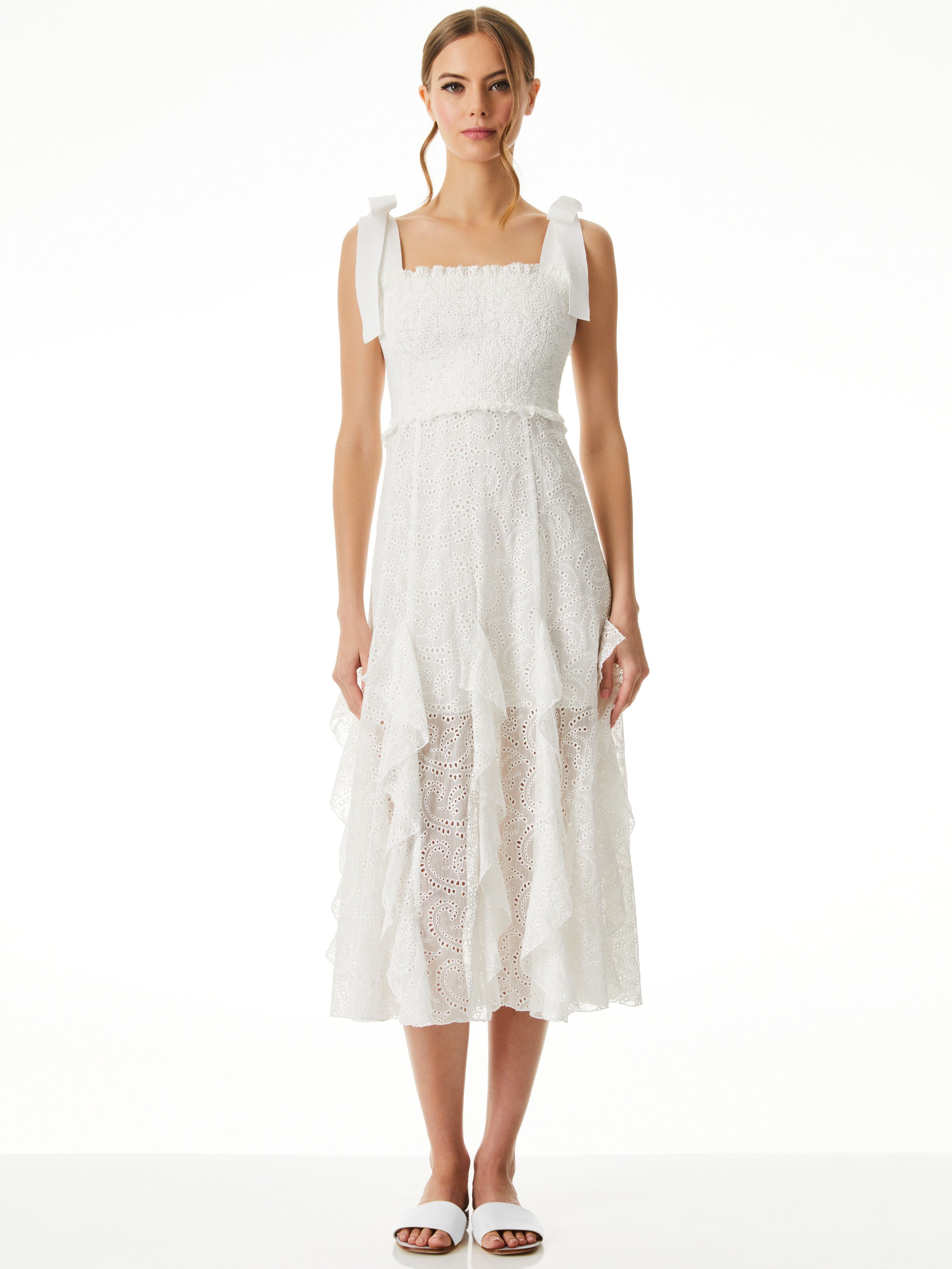 ABITO MIDI CON CORPINO A NIDO D'APE JOCELYN-ALICE + OLIVIA