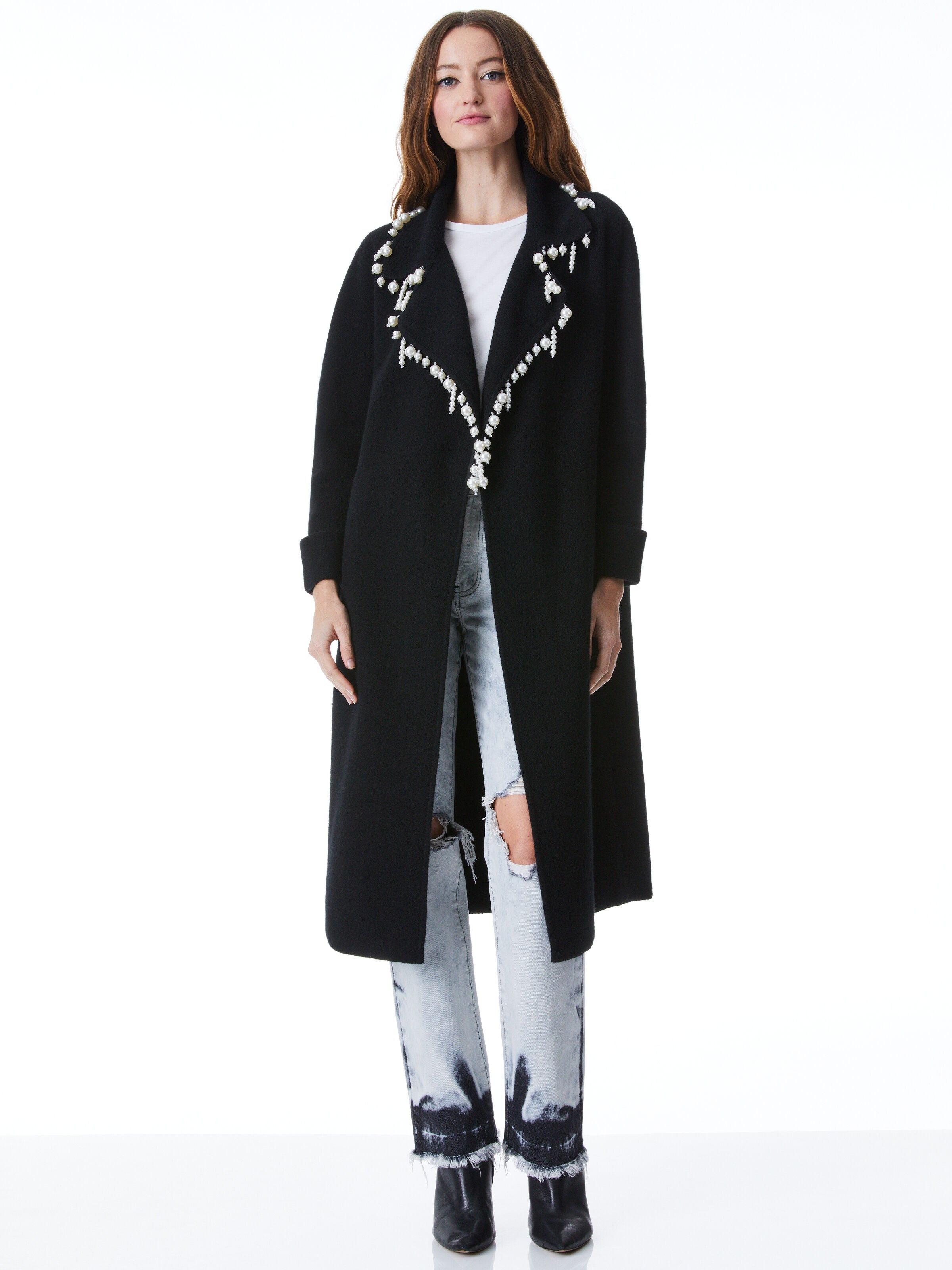 DELINDA EMBELLISHED WOOL SWEATER COAT