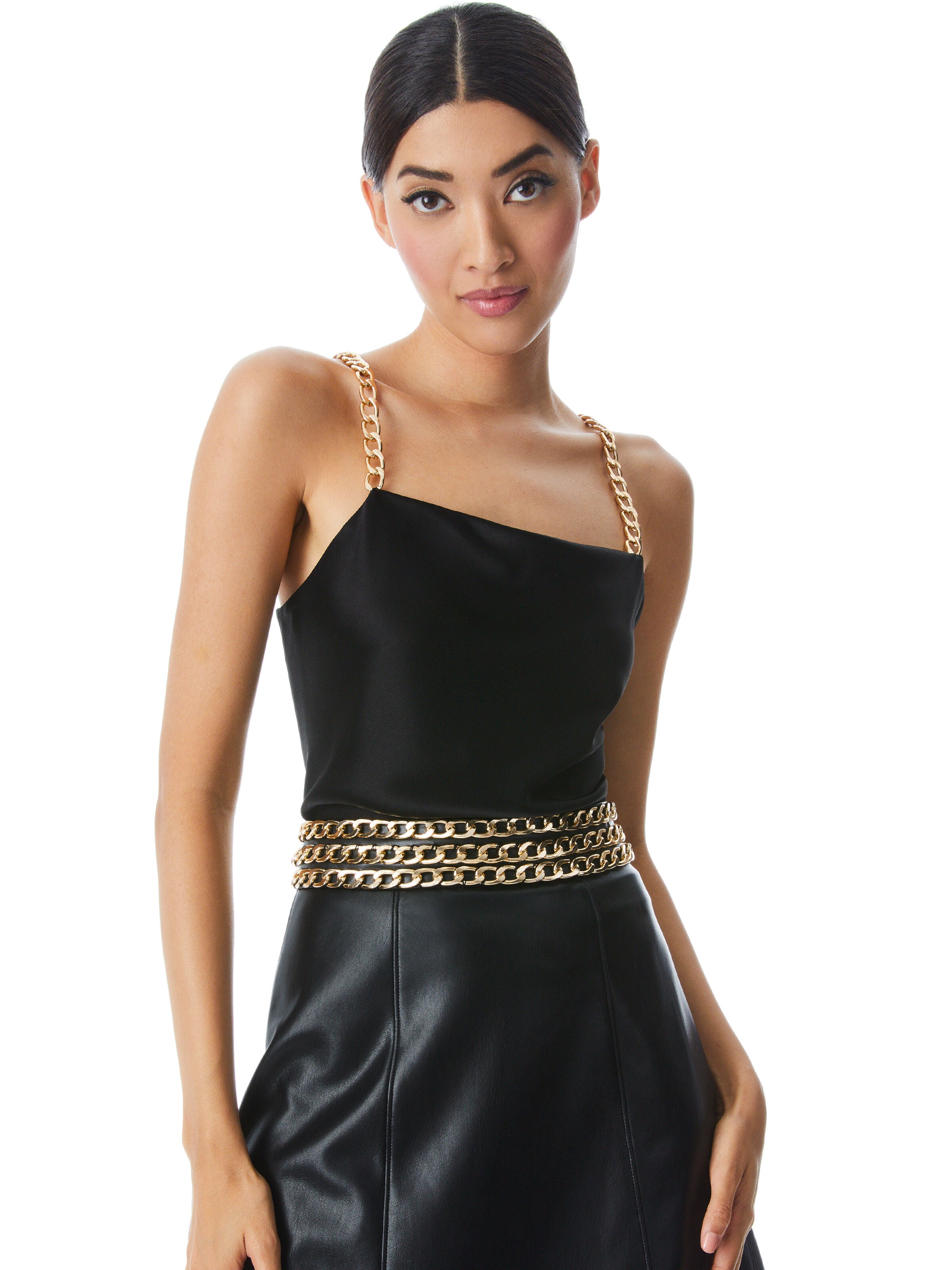 HARMON CHAIN STRAP TANK-Black-ALICE + OLIVIA