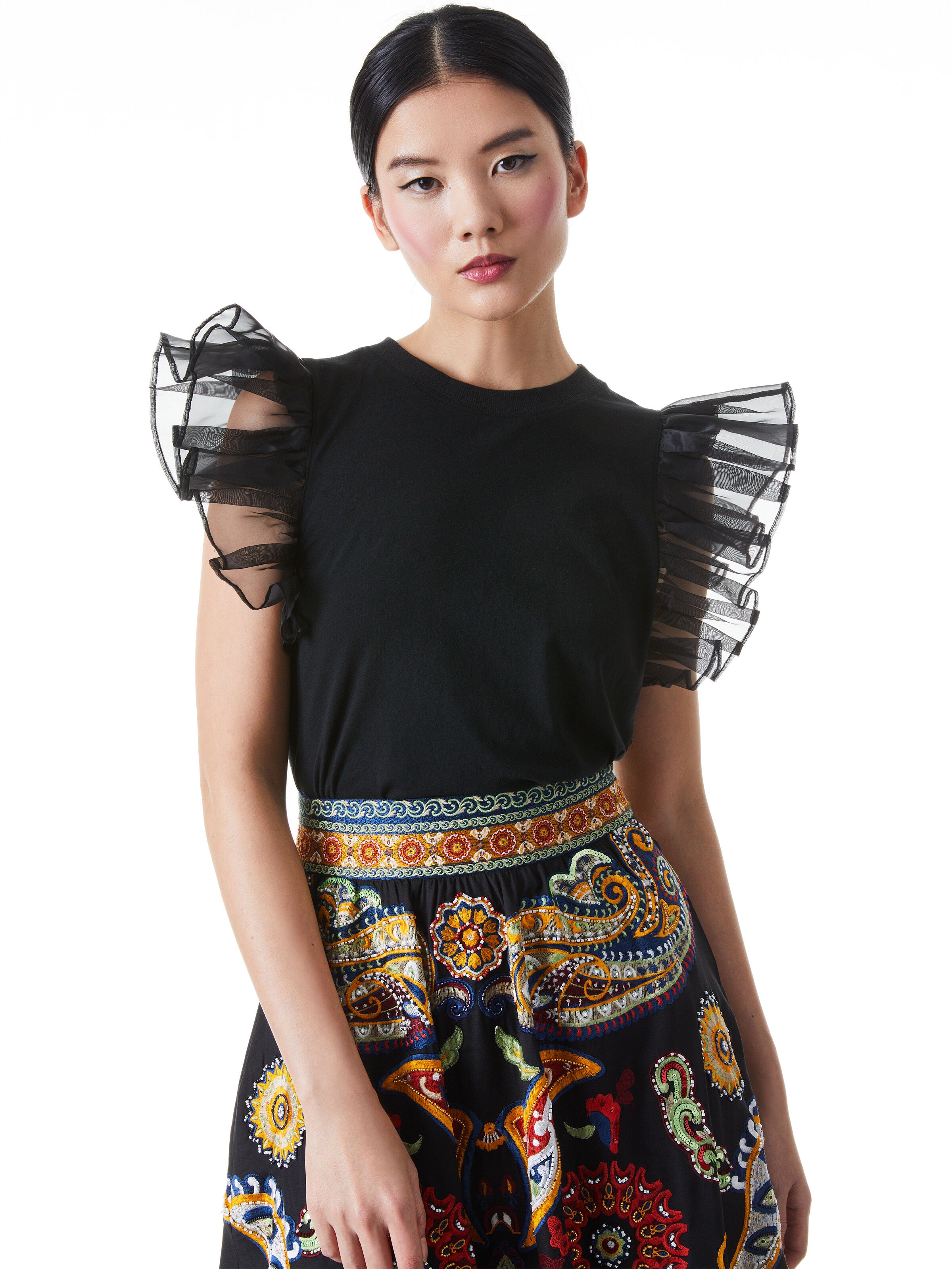 TEE-SHIRT GARNER À MANCHES BOUFFANTES EN ORGANZA-ALICE + OLIVIA