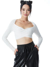 ANNIS TWIST FRONT CROPPED PULLOVER-Black-ALICE + OLIVIA