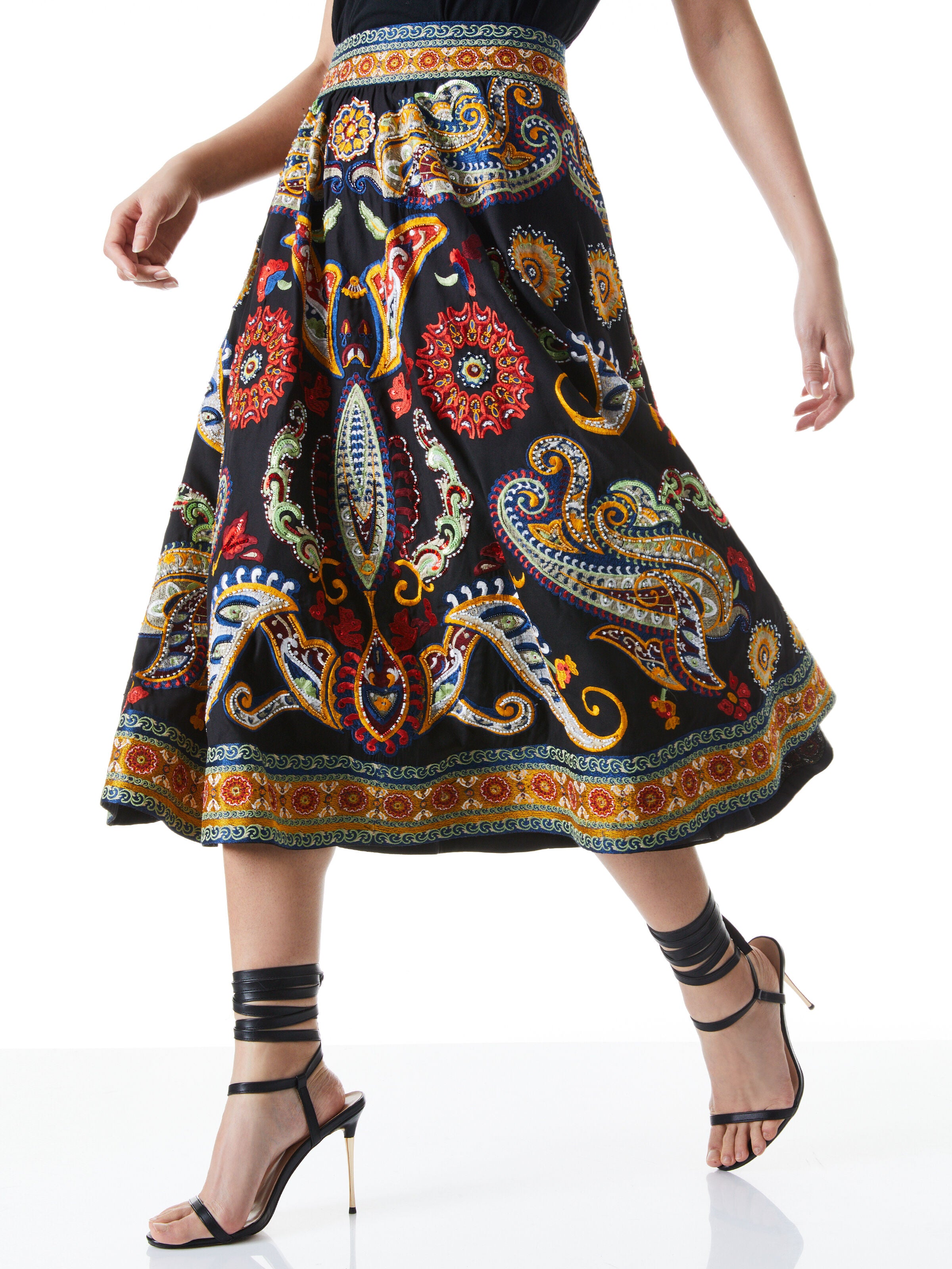 JUPE MIDI ÉVASÉE ORNÉE EARLA-ALICE + OLIVIA