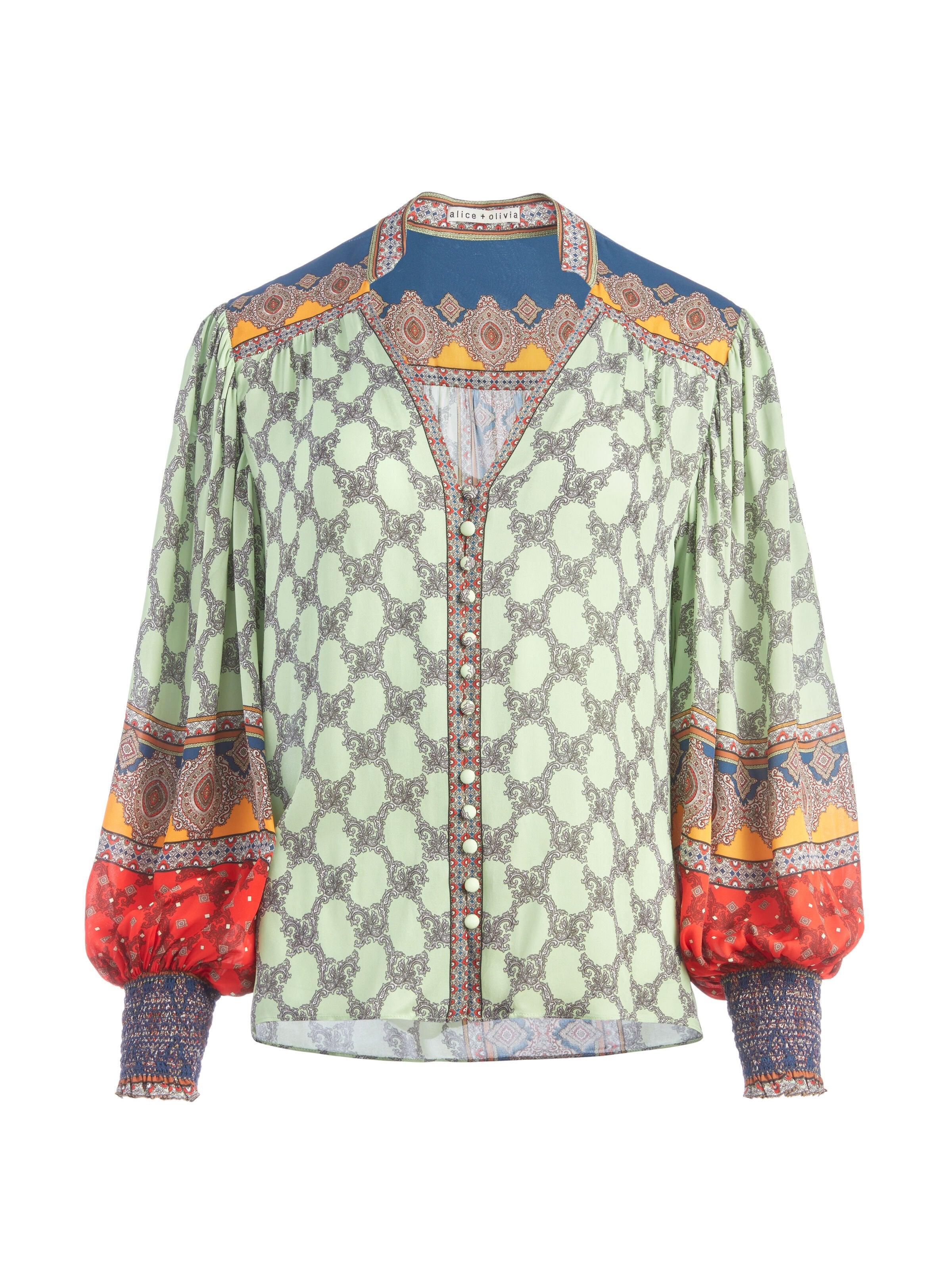 SERENA MANDARIN COLLAR BLOUSE-TURN HEADS/MULTI-ALICE + OLIVIA