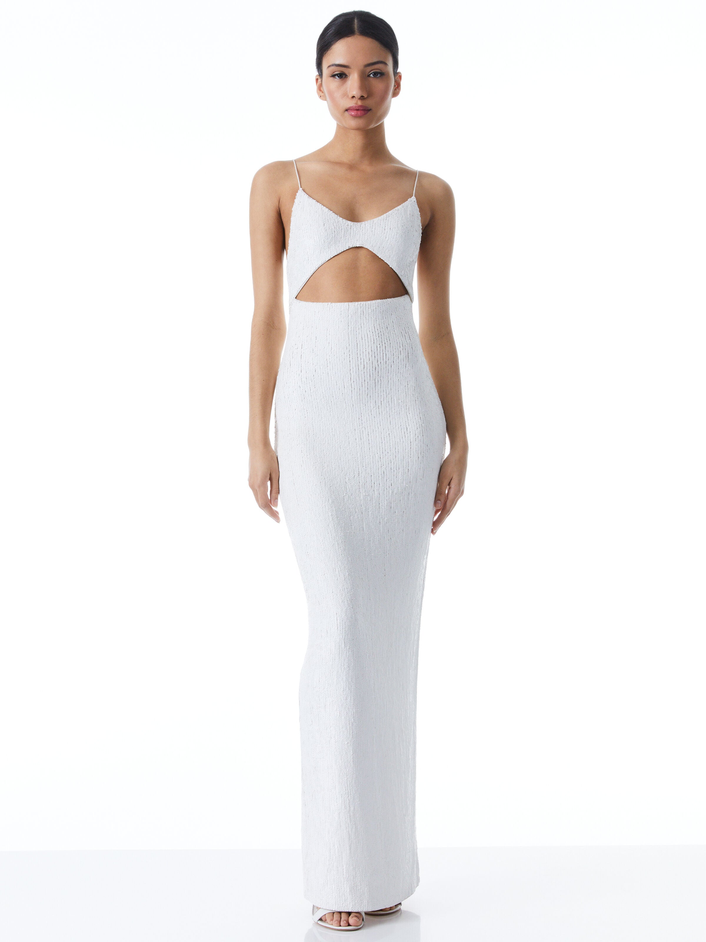 VALLI CUT OUT SEQUIN CAMI DRESS-OFF WHITE-ALICE + OLIVIA