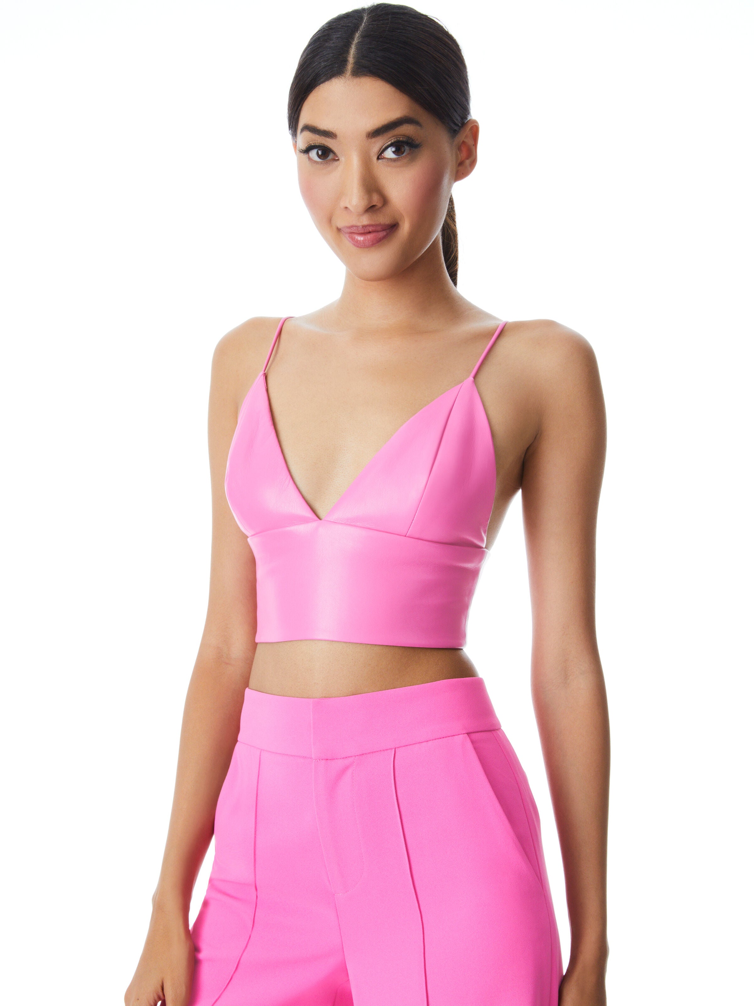 CARLI VEGAN LEATHER BRA TOP-FRENCH ROSE-ALICE + OLIVIA