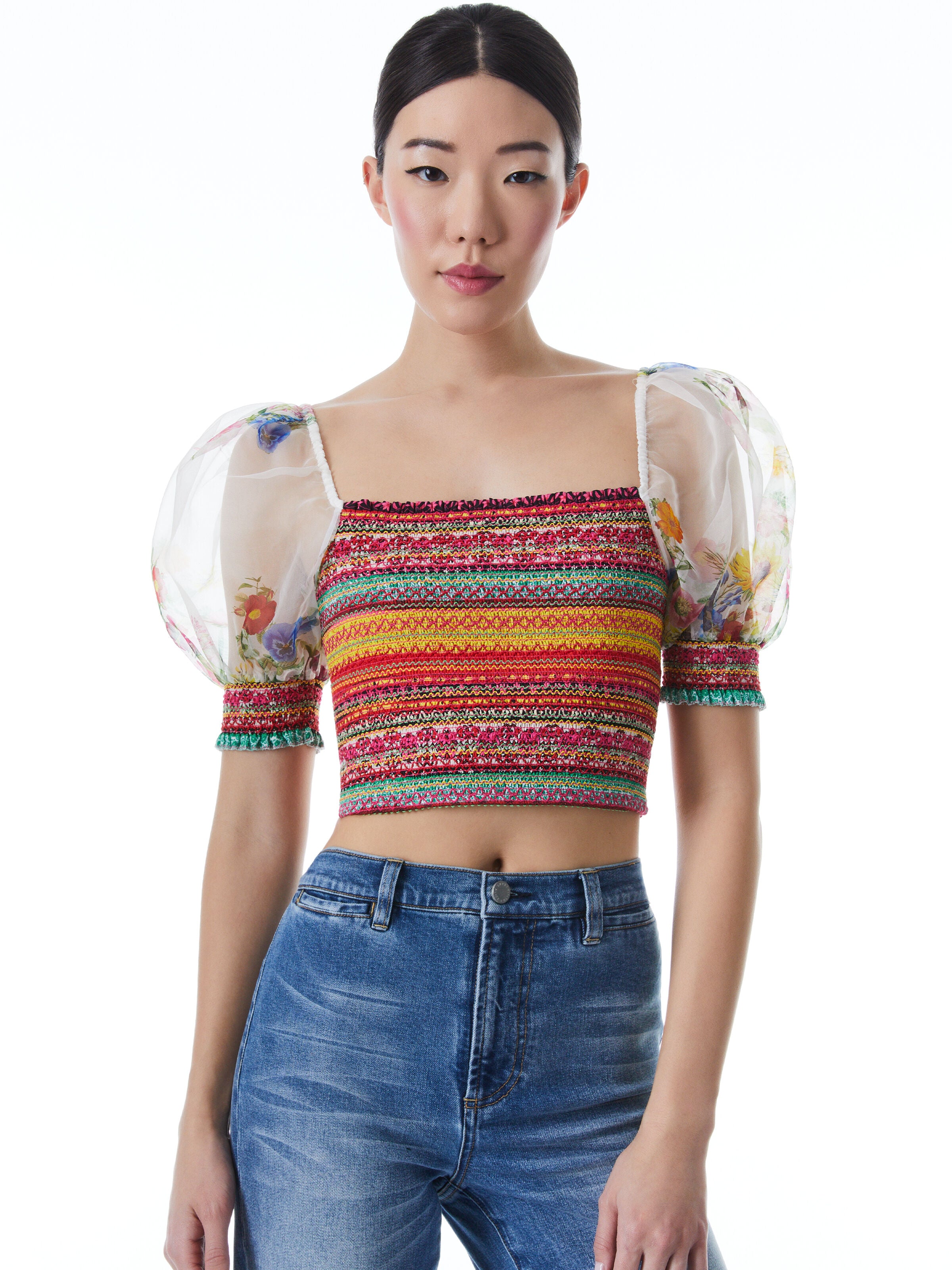 HAUT SMOCKÉ À MANCHES BOUFFANTES ARNELLES-ALICE + OLIVIA