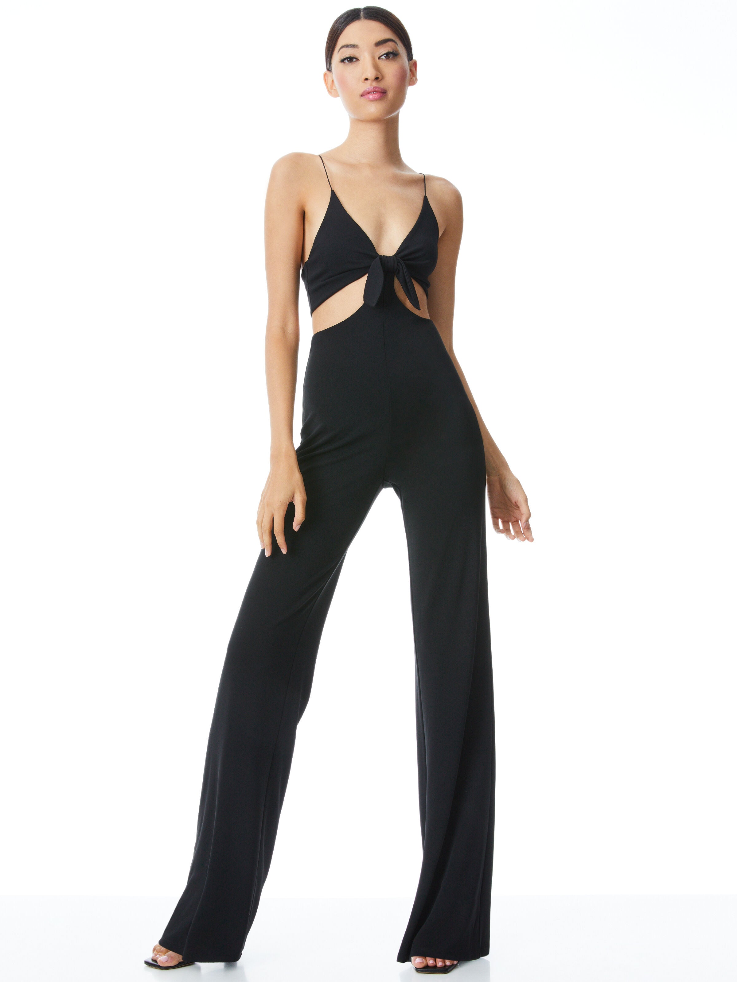 HAVANA FRONT TIE JUMPSUIT-Black-ALICE + OLIVIA