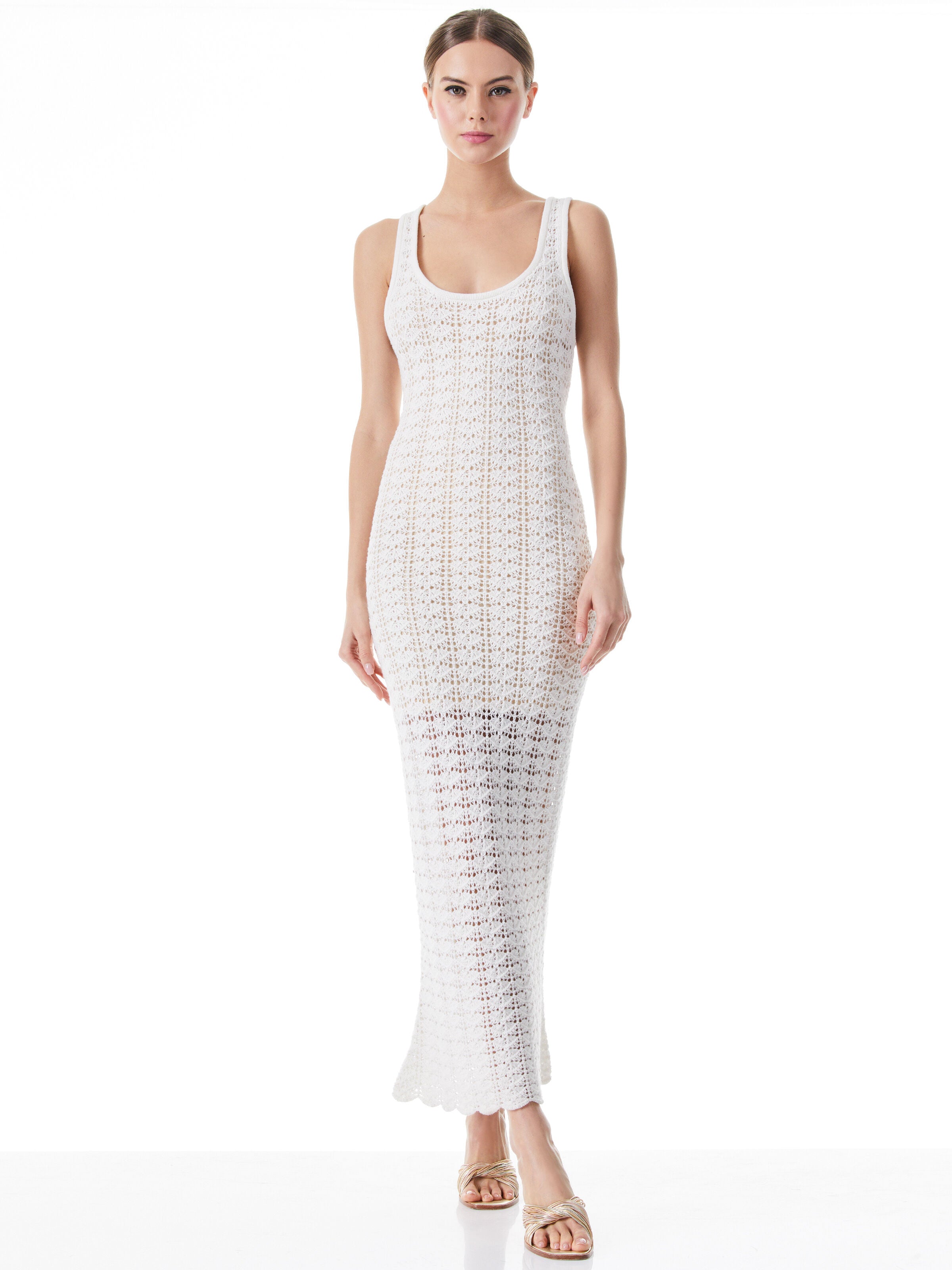 VERONIQUE POINTELLE SCOOP NECK DRESS-LEMON SORBET-ALICE + OLIVIA