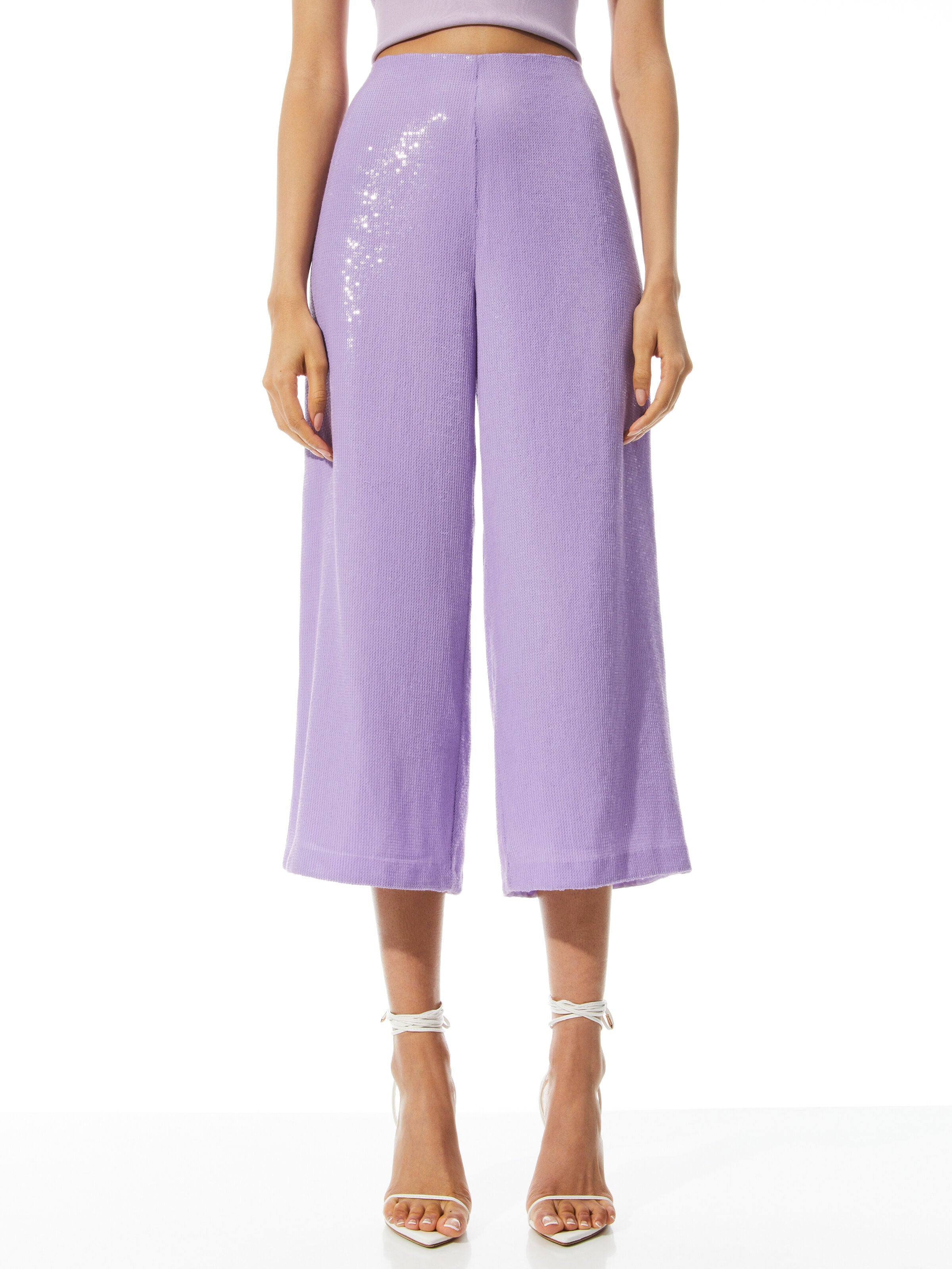 PANTALON CHEVILLE TAILLE HAUTE À PAILLETTES ELBA-ALICE + OLIVIA