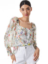 TOP ROWA CON SCOLLO QUADRATO E POLSINI ARRICCIATI-ALICE + OLIVIA