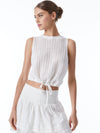 TEVIN CROPPED DRAWSTRING HEM TANK-CAMEL-ALICE + OLIVIA