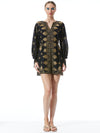 ZIA EMBELLISHED DROP SHOULDER MINI DRESS-BLACK/GOLD-ALICE + OLIVIA