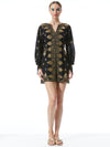 ZIA EMBELLISHED DROP SHOULDER MINI DRESS-BLACK/GOLD-ALICE + OLIVIA