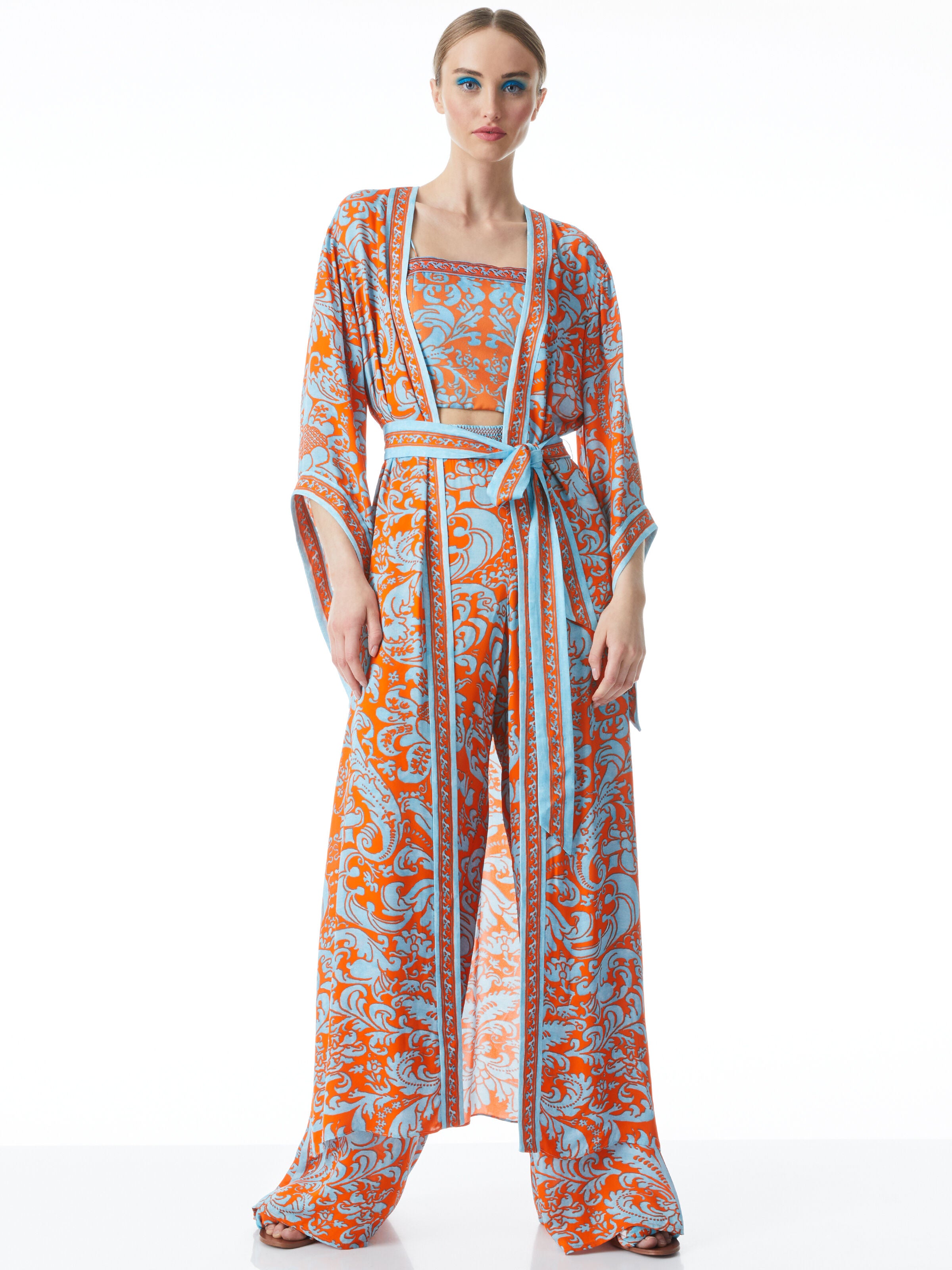 KIMONO DOMINO MAXI CON CINTURA A FASCIA