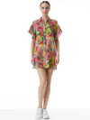 JUDE RUFFLE BUTTON DOWN TUNIC DRESS-GARDEN FLORAL-ALICE + OLIVIA