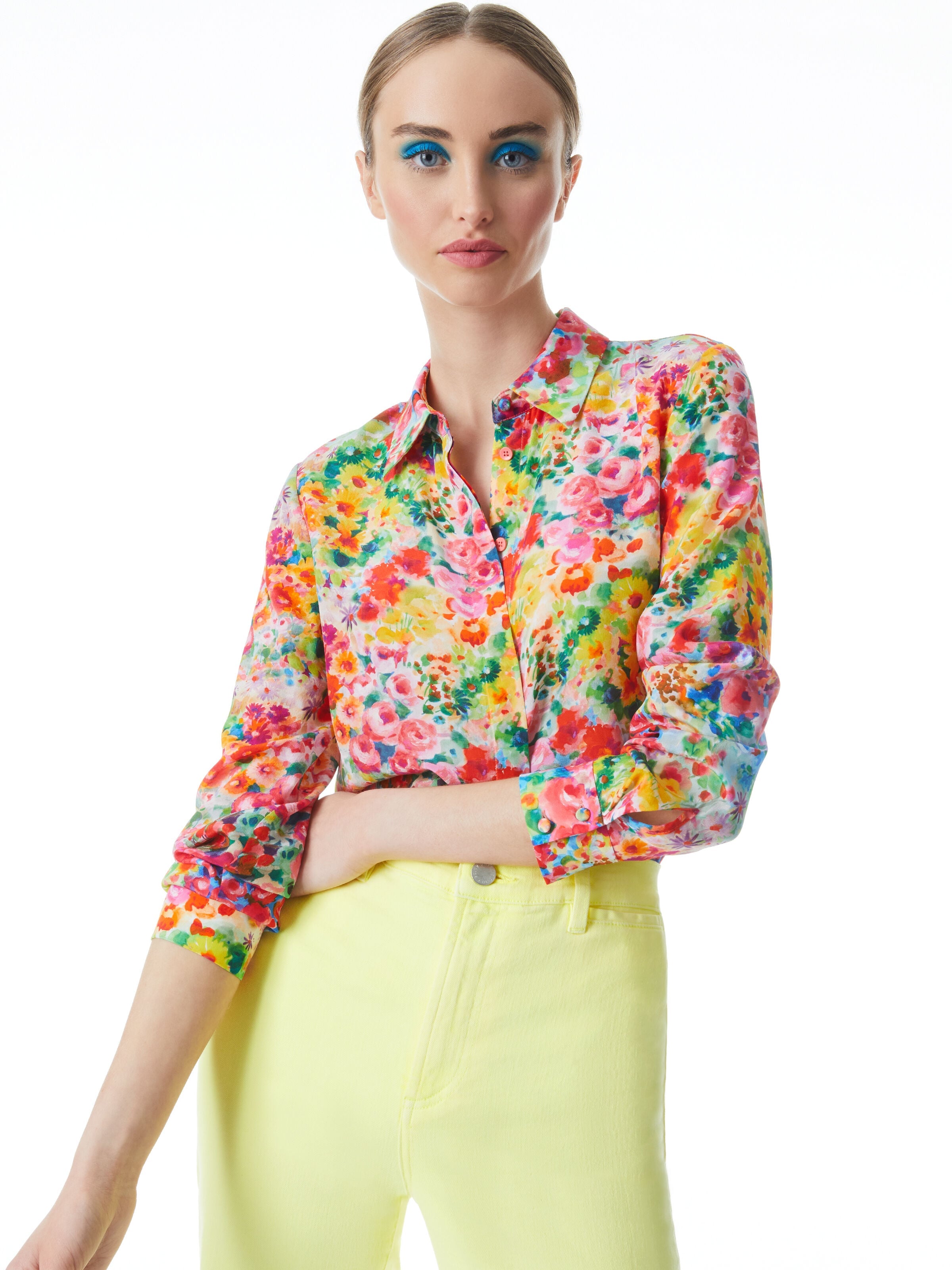 WILLA SILK BLOUSE-GARDEN FLORAL-ALICE + OLIVIA