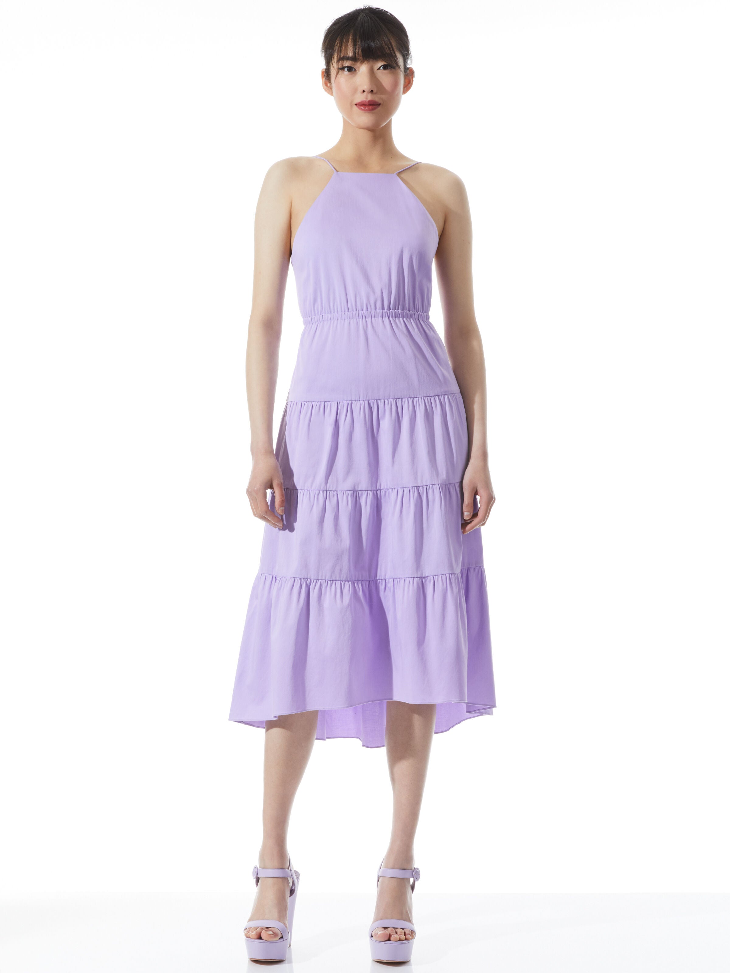 ROBE MIDI HARTLEY À DOS OUVERT ET OURLET HAUT-BAS-ALICE + OLIVIA