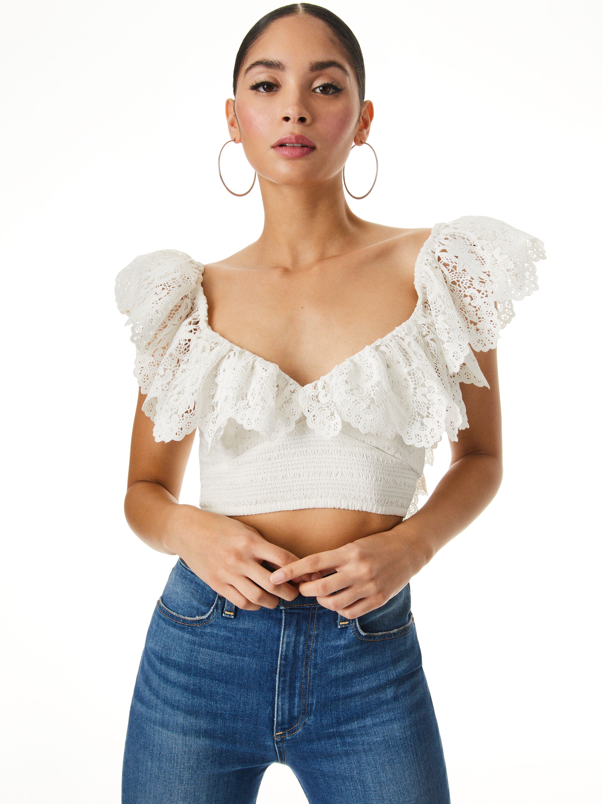 TOP CROP BLEEKER CON OCCHIELLI E SMOCK-ALICE + OLIVIA
