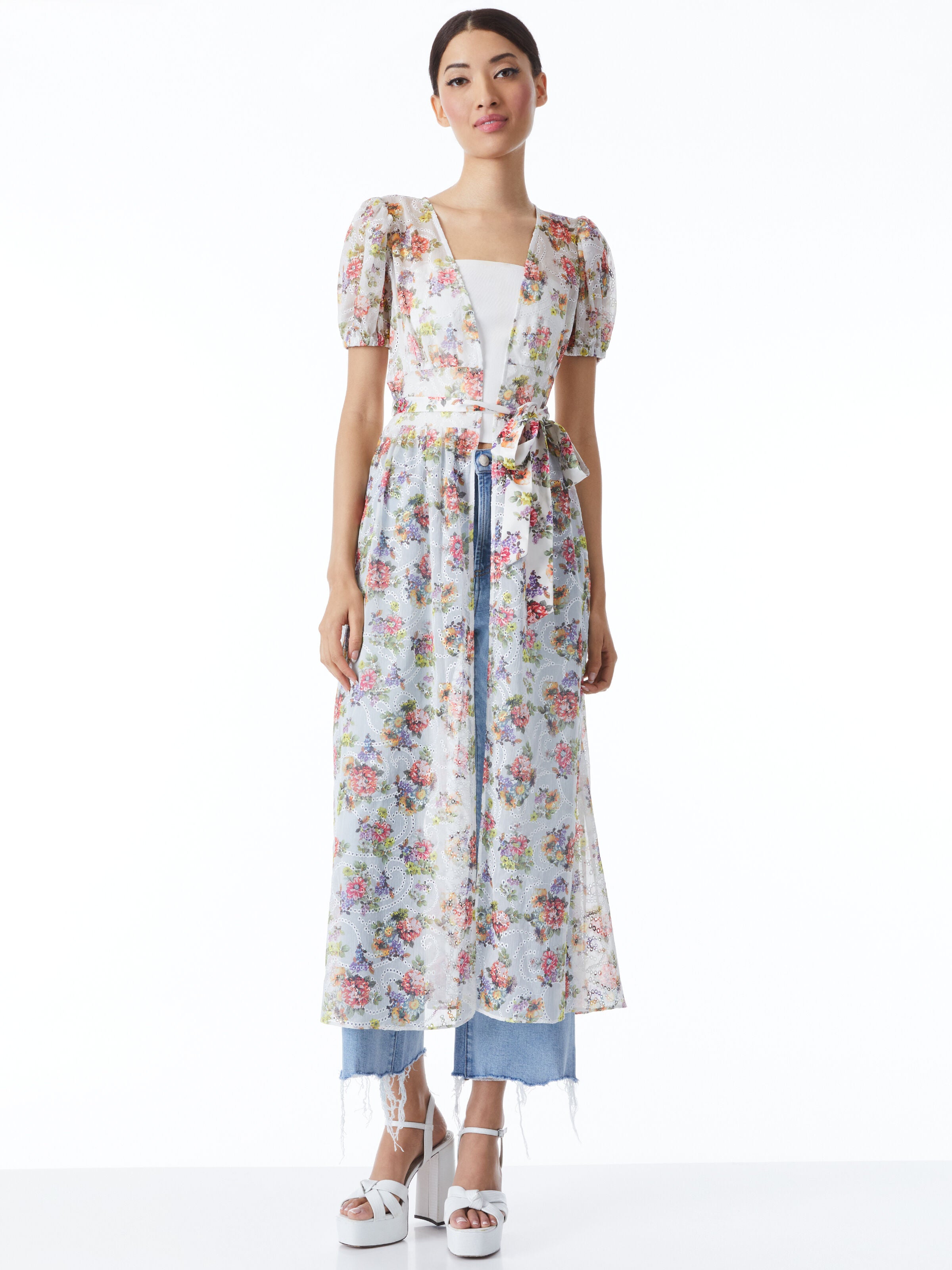 ROBE LONGUE JESSAMY À MANCHES BOUFFANTES ET CEINTURE