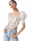 AUDIE BLOUSON PUFF SLEEVE CORSET TOP-MULTI-ALICE + OLIVIA
