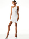 ROBE COURTE ASYMÉTRIQUE DRAPÉE BINNIE-ALICE + OLIVIA