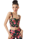 JEANNA BUSTIER SMOCKED BACK CROP TOP-CHERI FLORAL-ALICE + OLIVIA