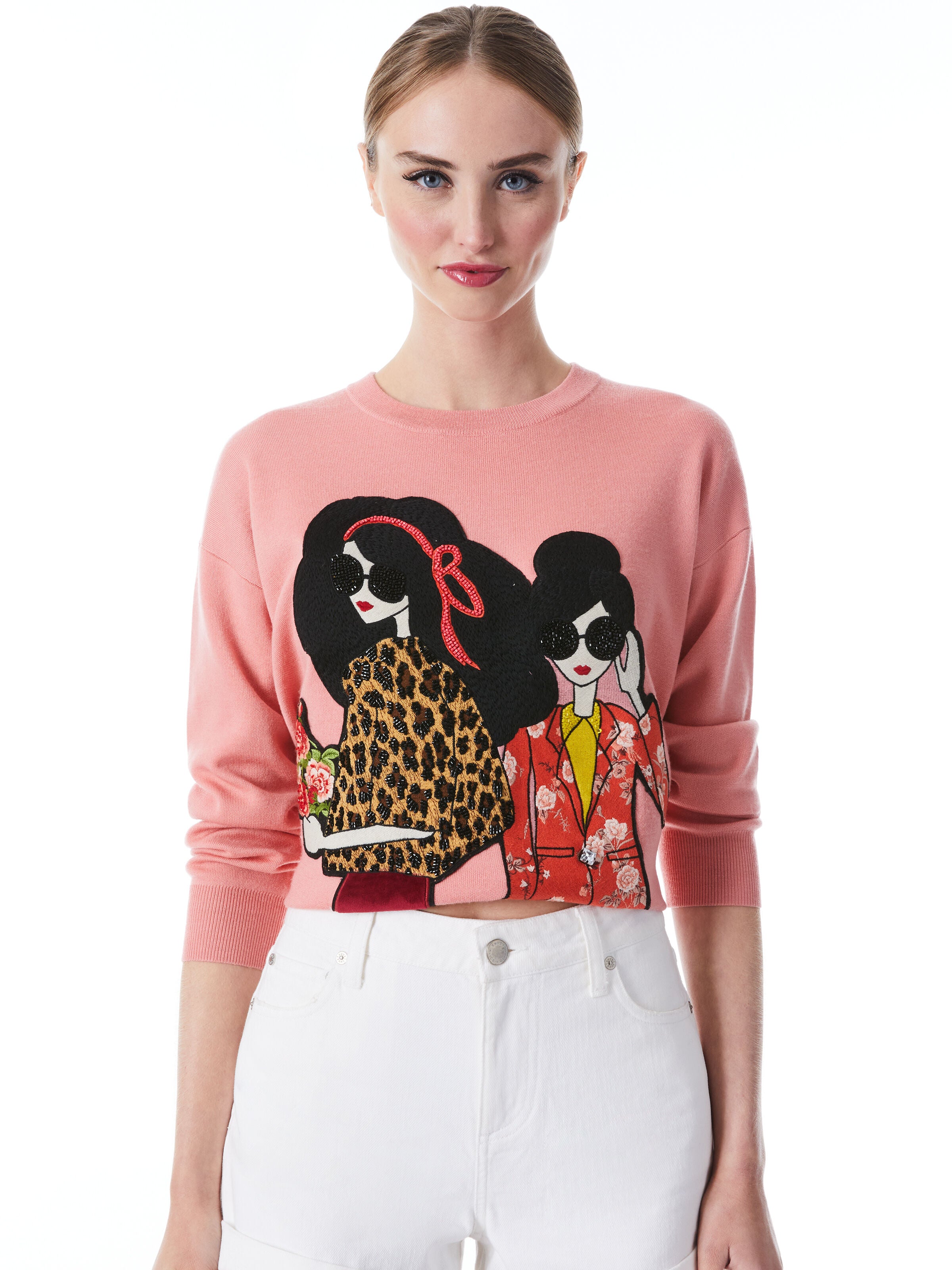 GLEESON EMBELLISHED PULLOVER-ROSE/MULTI-ALICE + OLIVIA