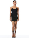 SIRIANA RUCHED LACE UP MINI DRESS-Black-ALICE + OLIVIA