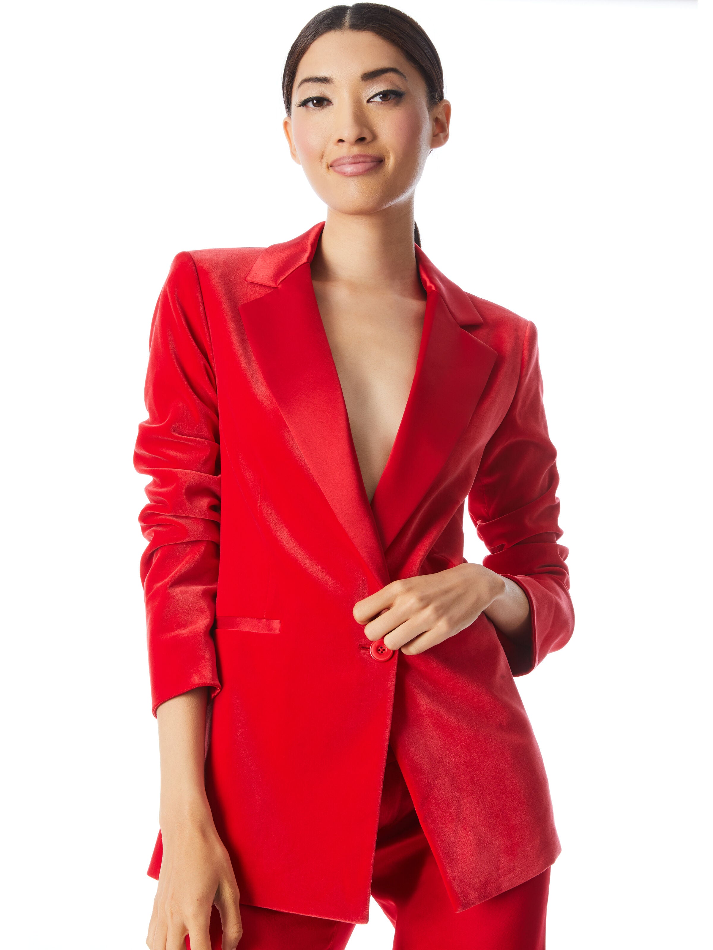 JUSTIN VELVET BLAZER CON RISVOLTO ARROTOLATO-ALICE + OLIVIA