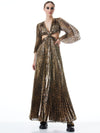 BAHAMA V-NECK CUT OUT MAXI DRESS-SPOTTED LEOPARD-ALICE + OLIVIA