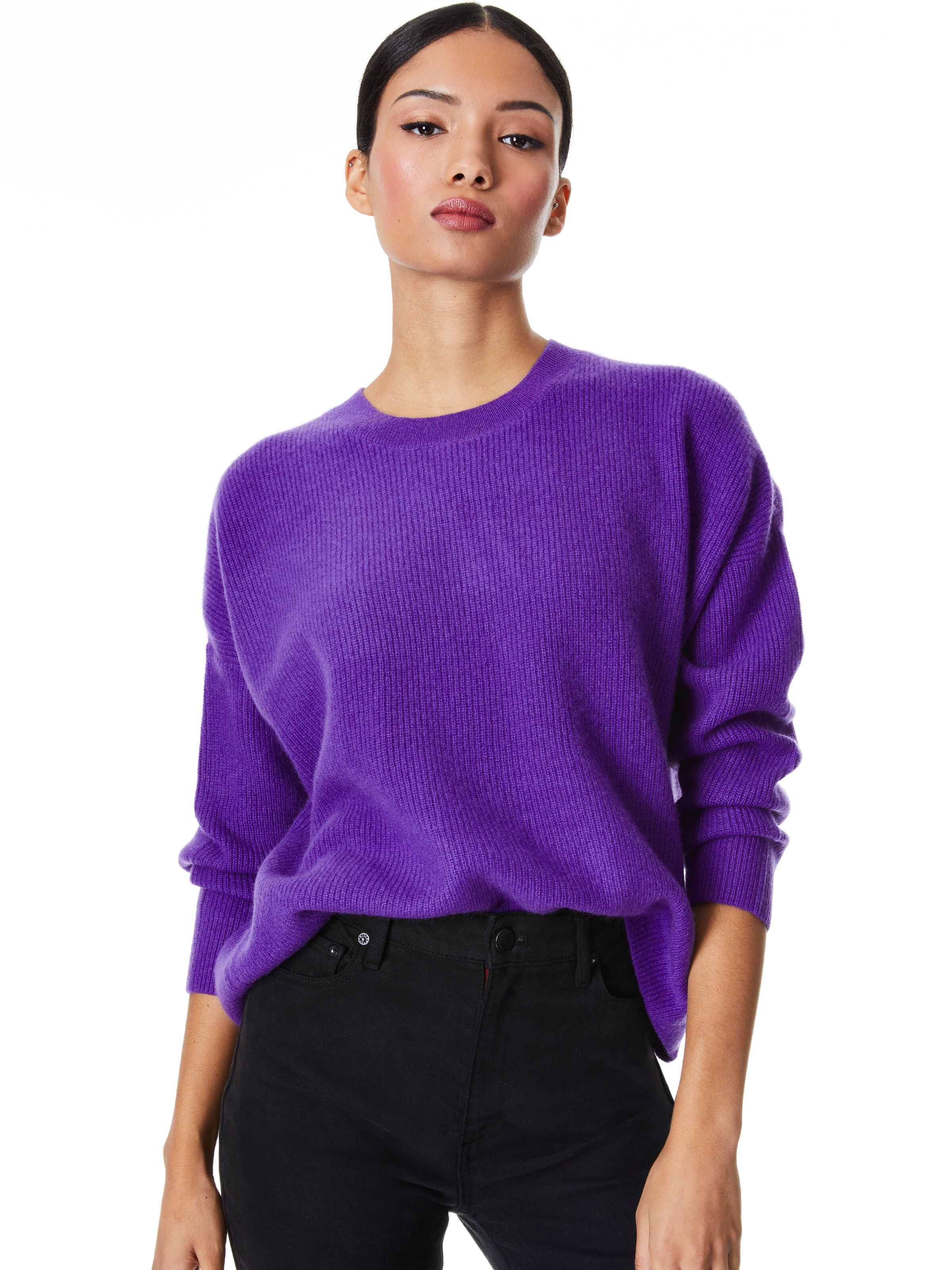 CAPRICE CREWNECK DROP SHOULDER PULLOVER-TURKISH BLUE-ALICE + OLIVIA