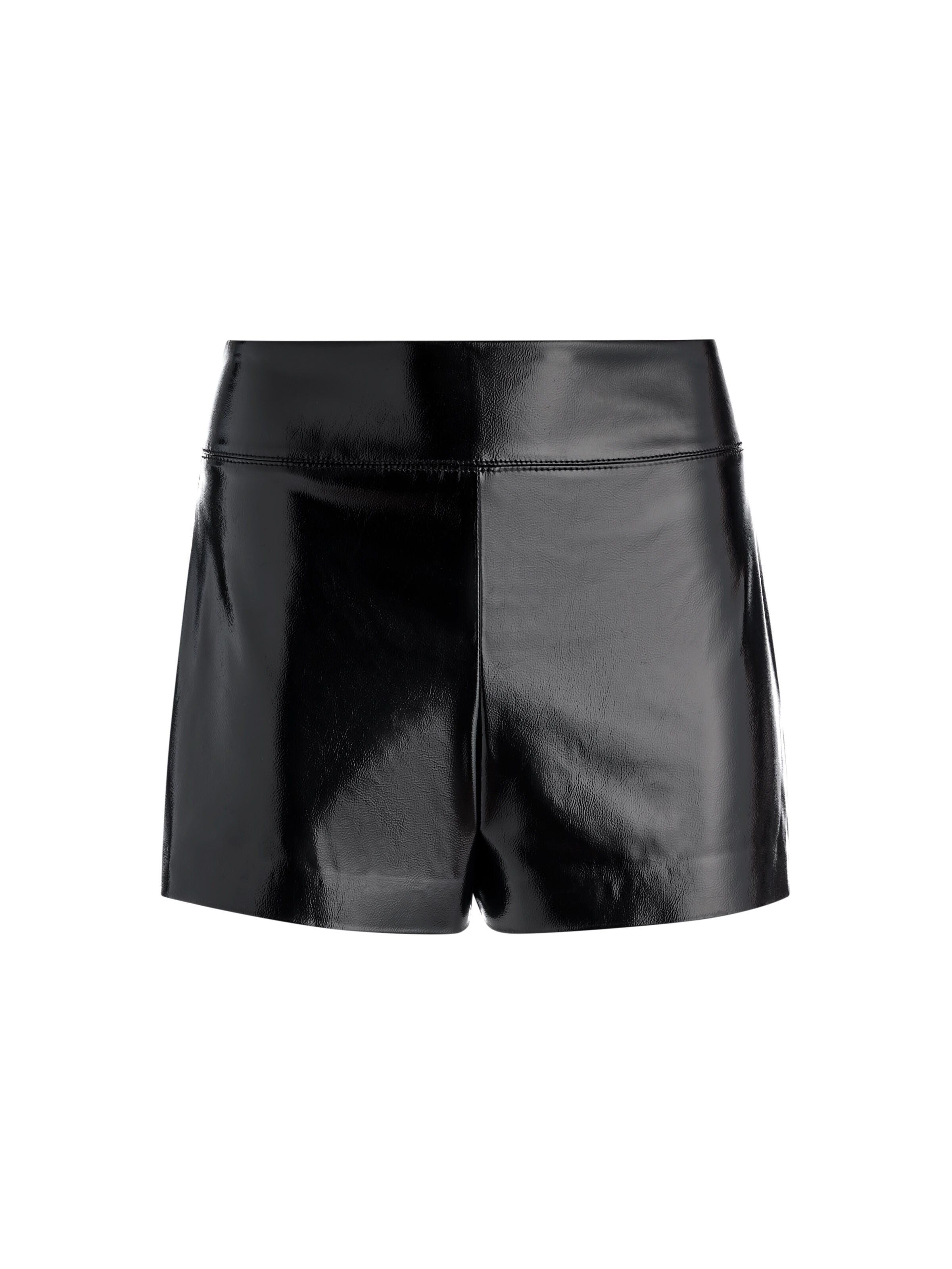 DONALD VEGAN LEATHER HIGH WAISTED SHORT-Black-ALICE + OLIVIA