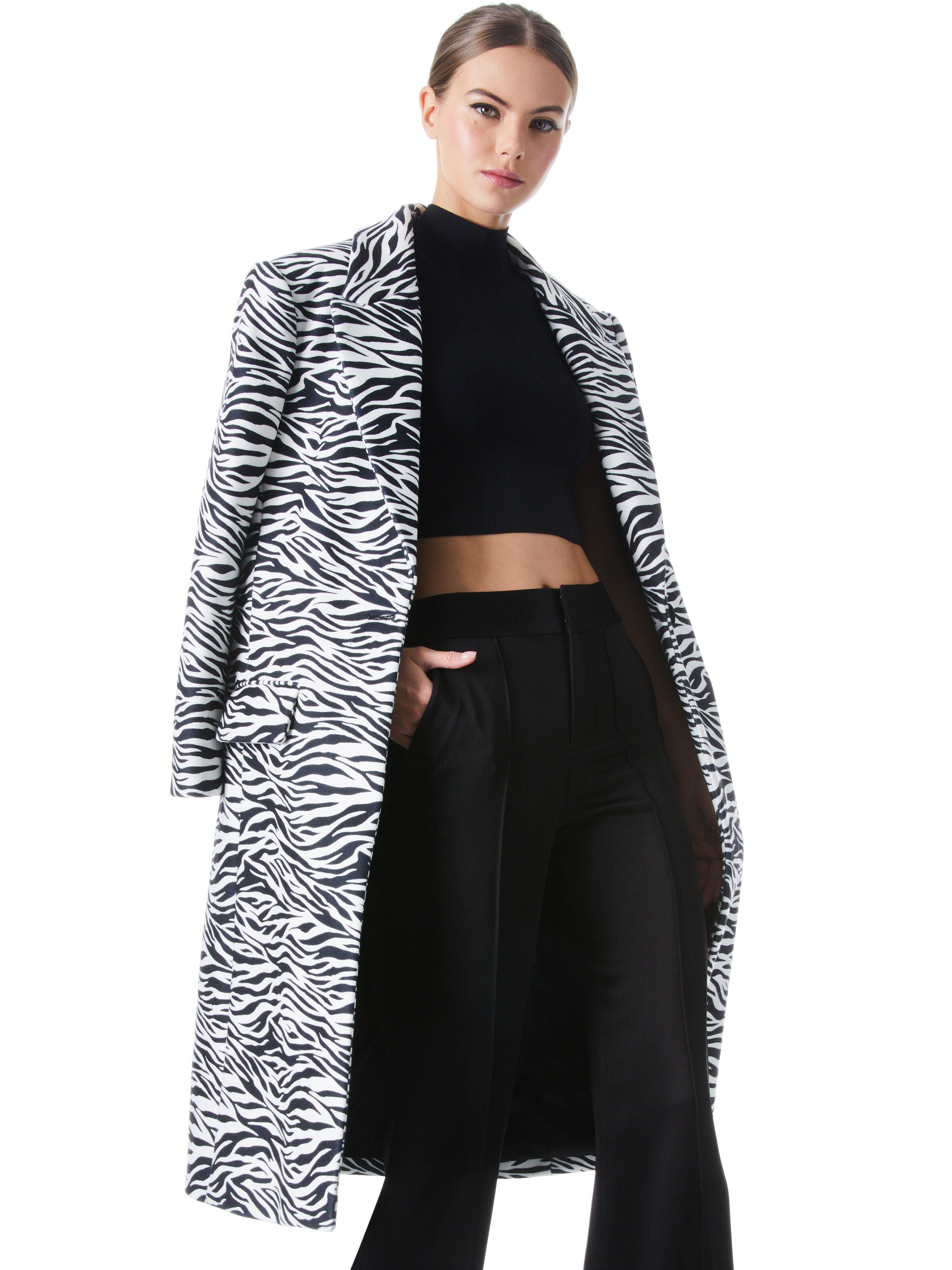 IVAN BOXY OVERSIZED COAT-BLACK/WHITE-ALICE + OLIVIA