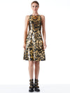LEANDRA VEGAN LEATHER MIDI DRESS-FLORENCE SCROLL-ALICE + OLIVIA