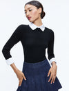 PORLA COLLARED SWEATER-BLACK/WHITE-ALICE + OLIVIA